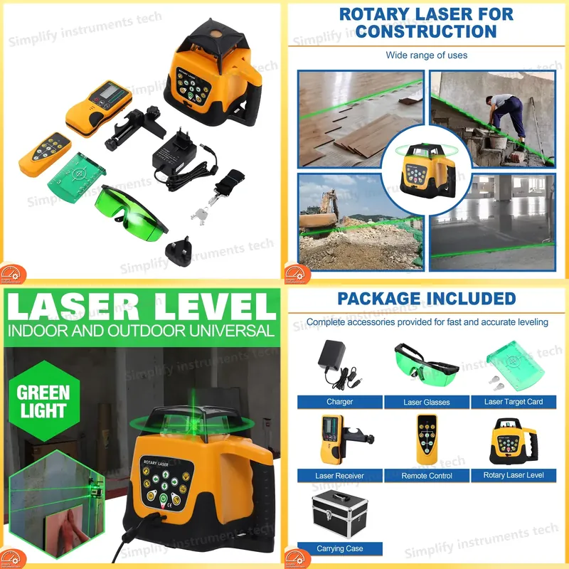 Rotary Laser Level 500M Range - مستوى ليزر دوار بشعاع أخضر 360