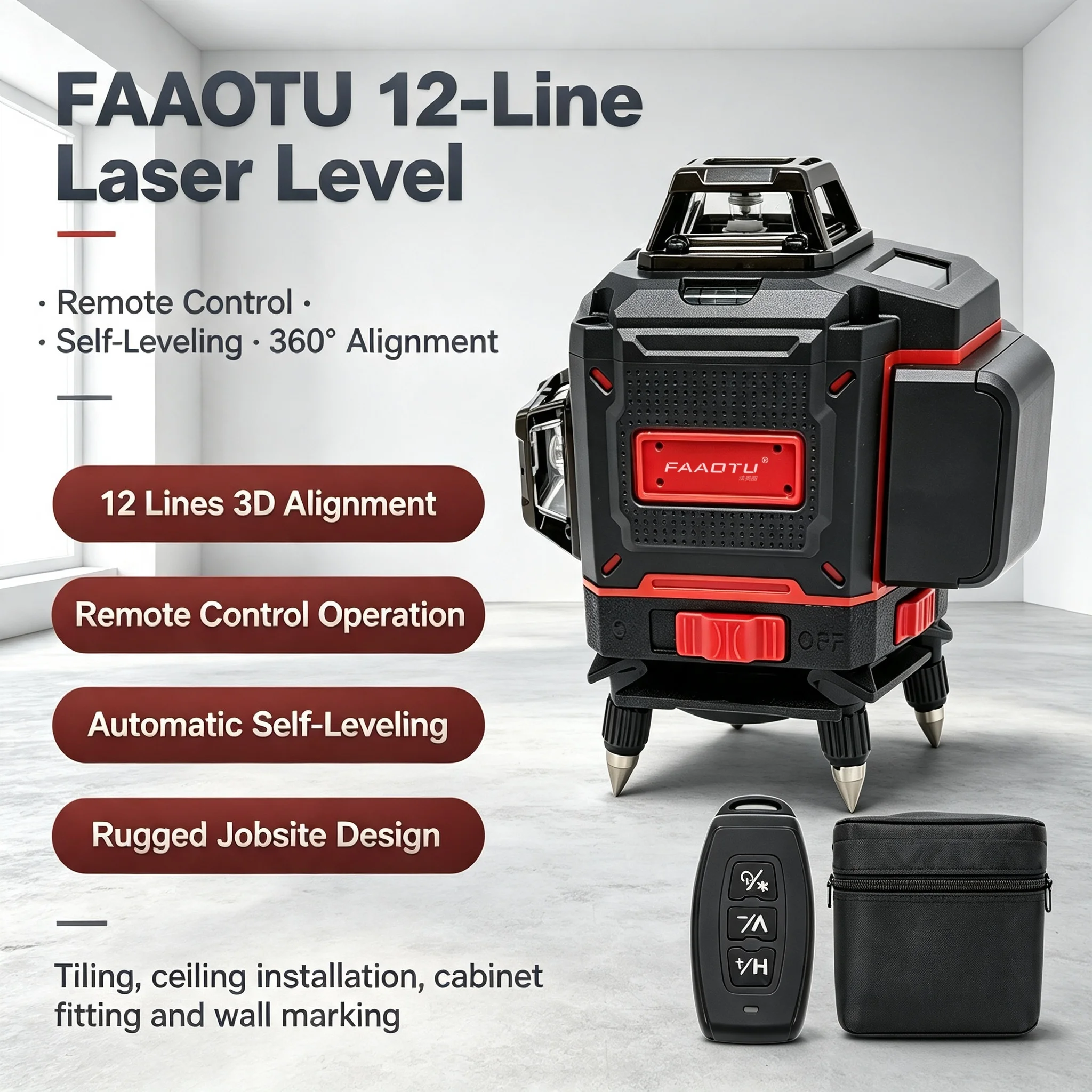 Cross Line Laser 360 Degree - جهاز ليزر رقمي FAAOTU بزاوية 360