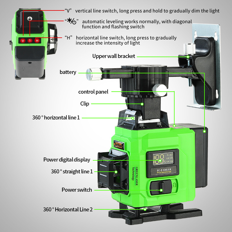Laser Level Outdoor Bright Green - الجملة مستوى الليزر الأخضر - 4D