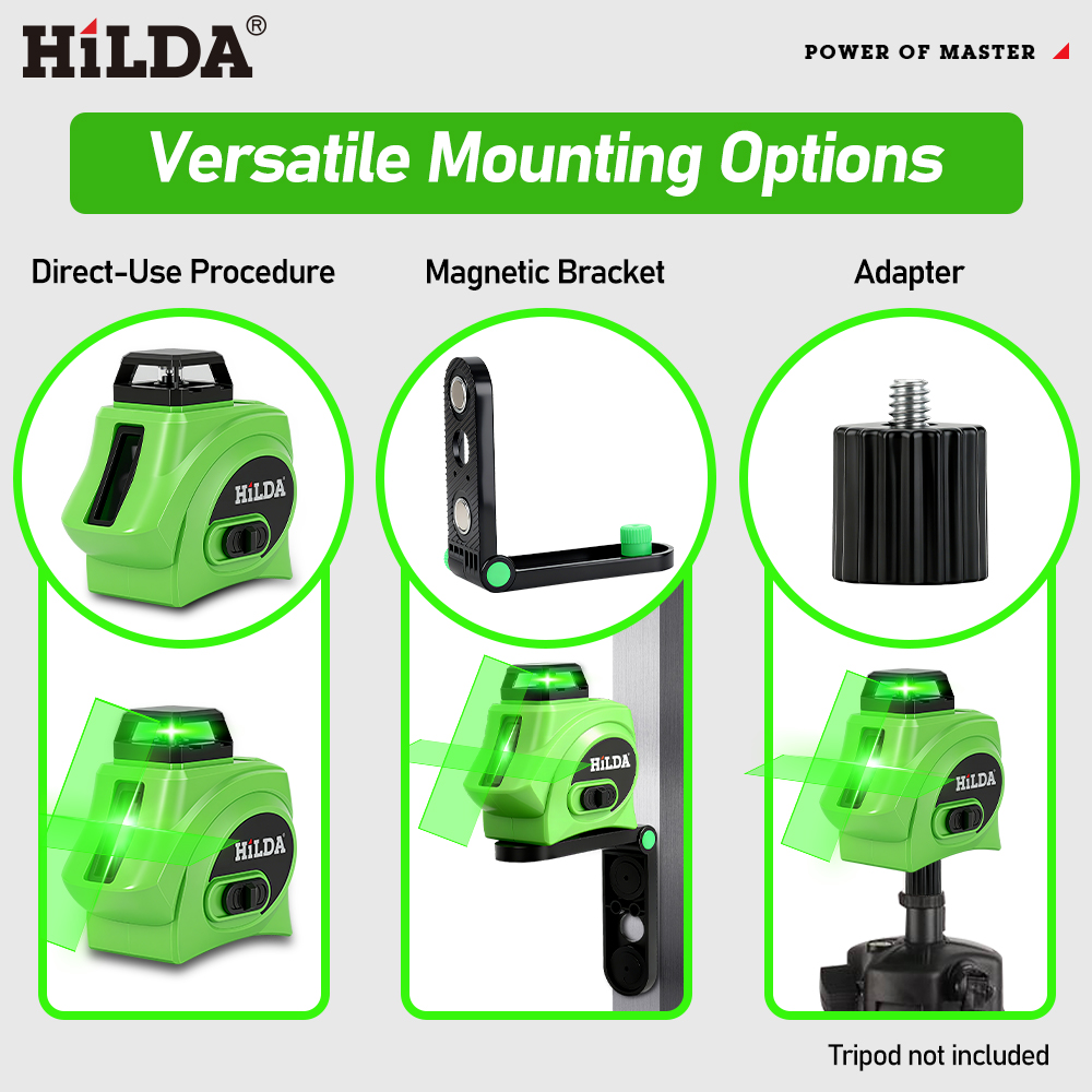 هيلدا 360 °   مستوى ليزر بخمسة - مراجعة Line Laser Level Magnetic Bracket وسعره