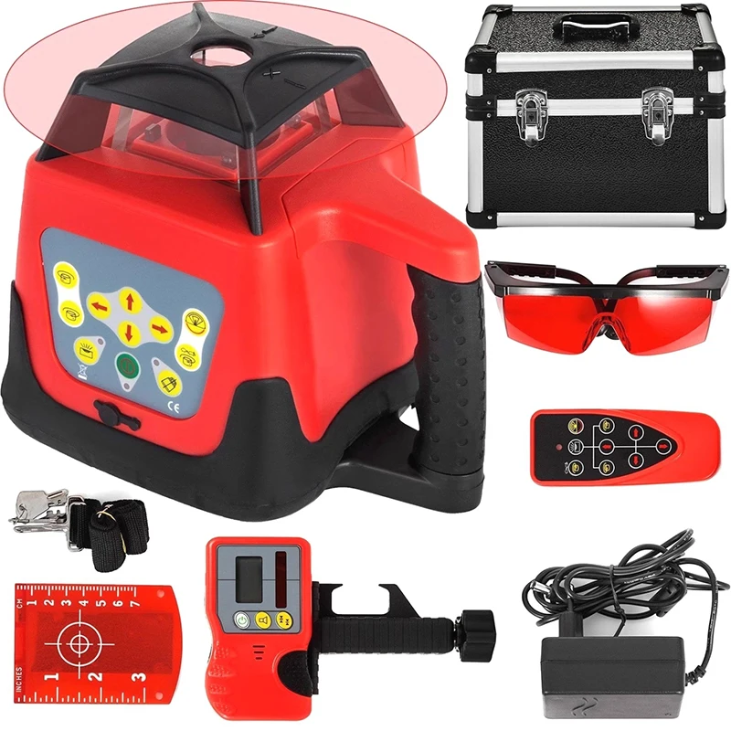 360 °   مستوى ليزر دوار أحمر،  - مراجعة Rotary Laser Level 500M Range وسعره