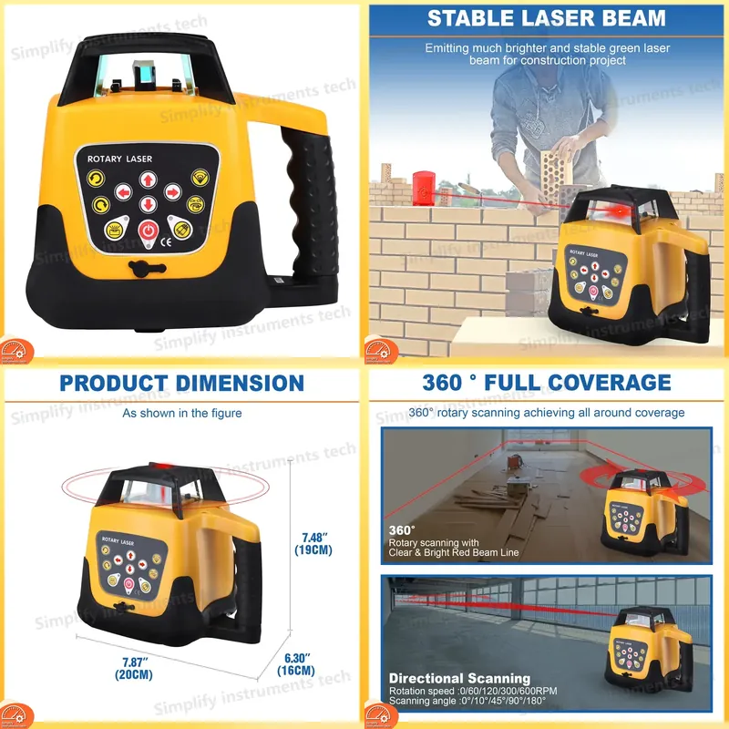 جهاز ليزر دوار 360 درجة ذاتي ا - مراجعة Rotary Laser Level 500M Range وسعره