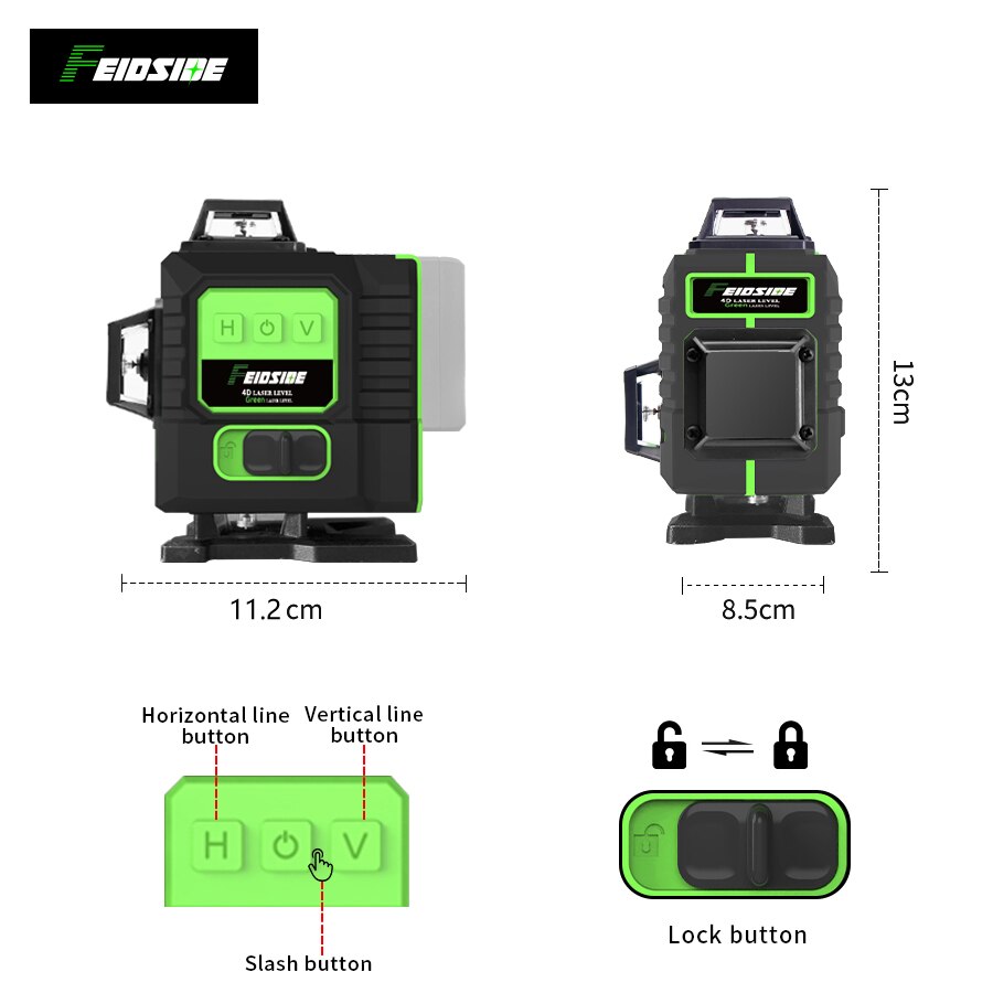 خطوط FEIDSIDE خط أخضر بمستوى ل - مراجعة Laser Level Outdoor Bright Green وسعره