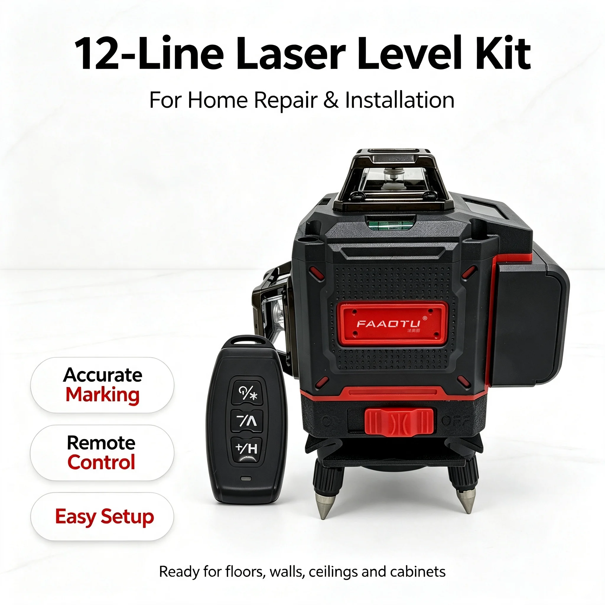جهاز ليزر رقمي FAAOTU بزاوية 3 - مراجعة Cross Line Laser 360 Degree وسعره