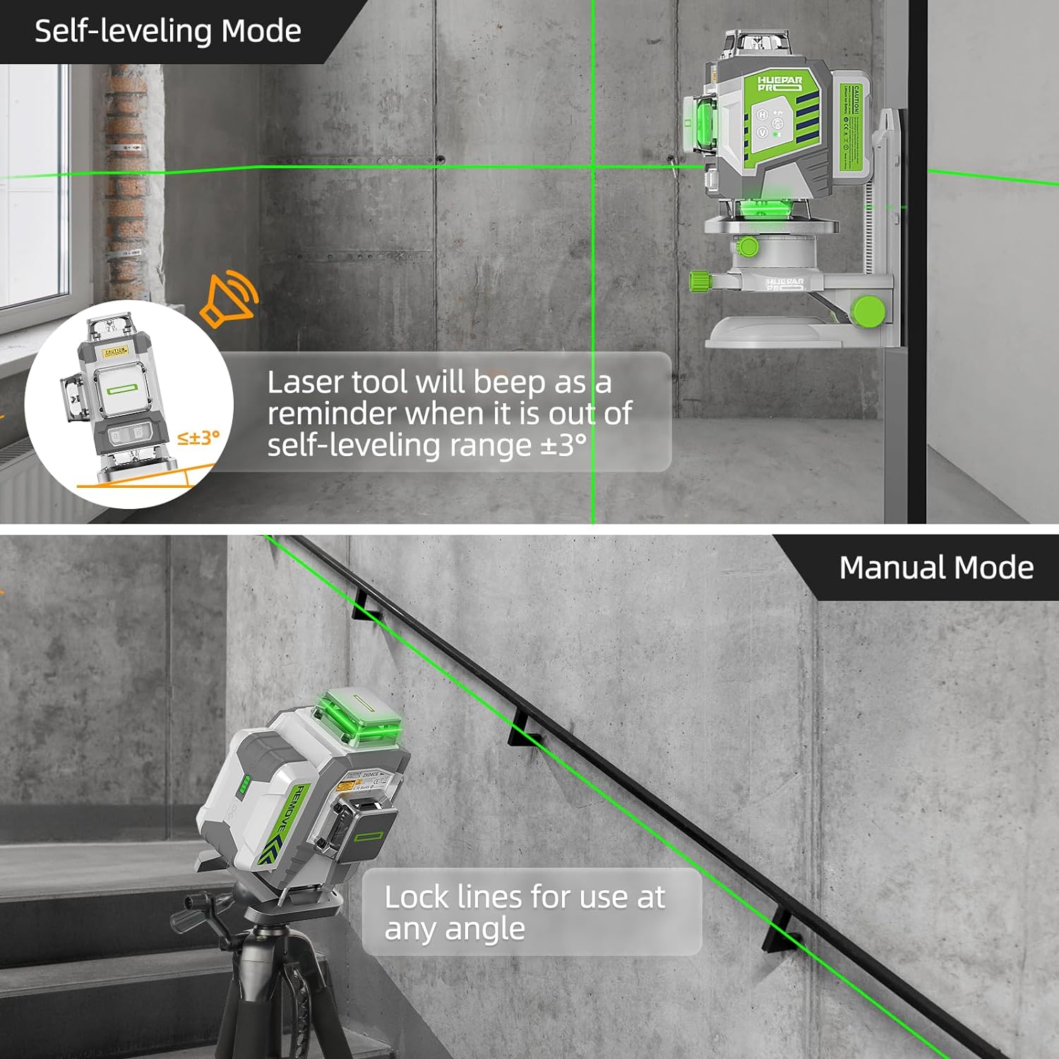 Huepar 4D عبر خط الليزر مستوى  - مراجعة Laser Level 4D 16 Line Green وسعره