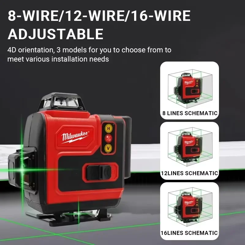 جهاز ليزر ميلووكي 4D أصلي بـ 1 - مراجعة Laser Level 4D 16 Line Green وسعره