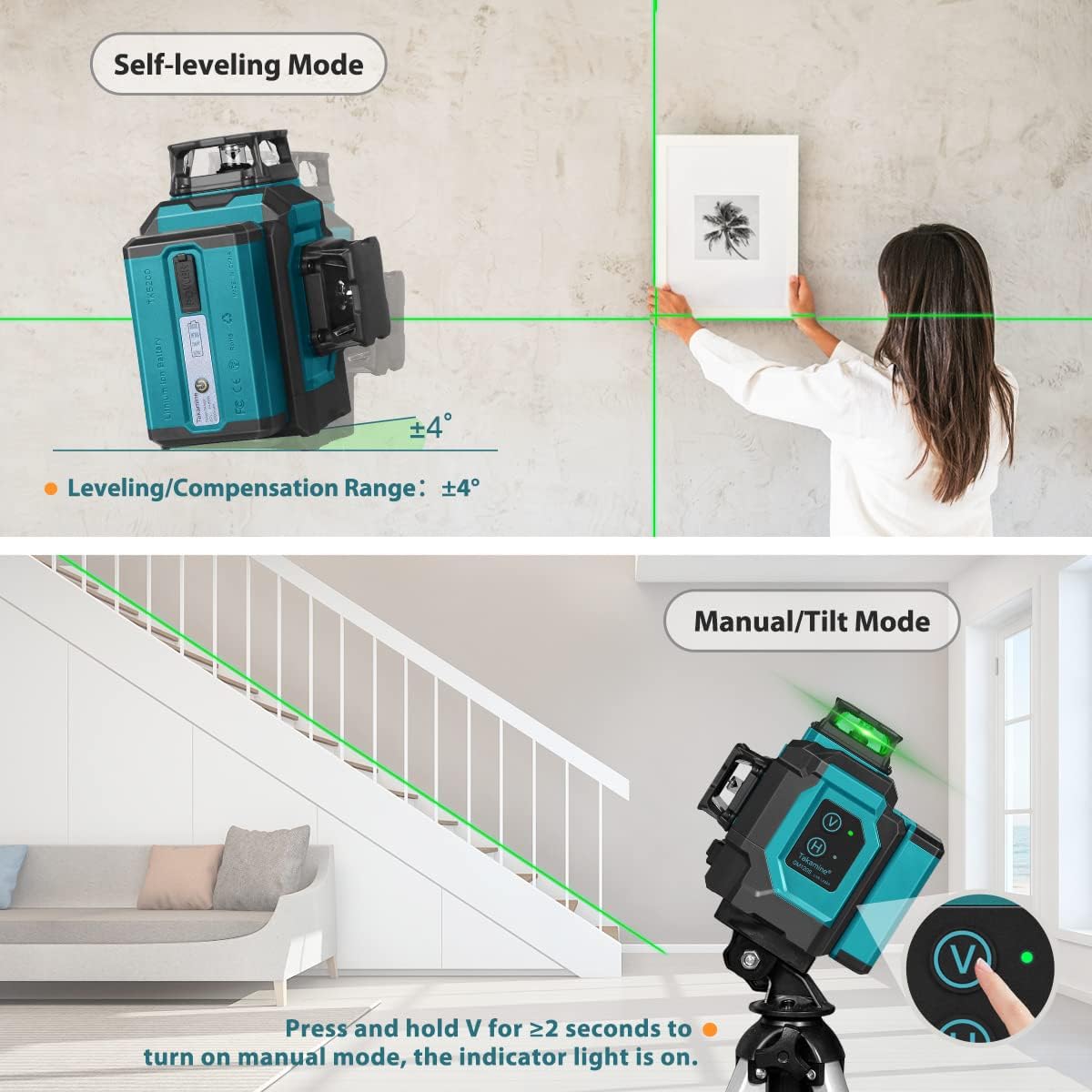 لـ 3x360 °   جهاز ليزر أخضر ذا - مراجعة Laser Level 3D Cross Line Self Leveling وسعره
